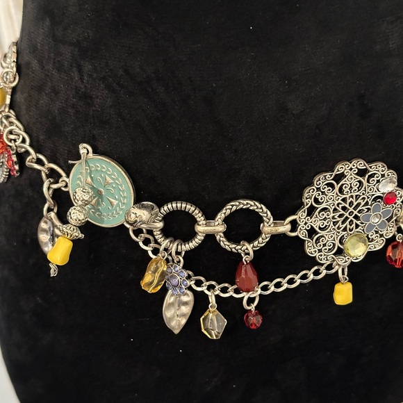 Chicos Adjustable Silver Charmed Beaded Rhinestone Belt main image 9
